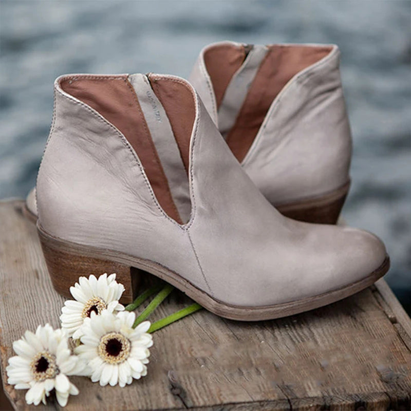 Pigskin Solid Color Mid Cut Martin Boots