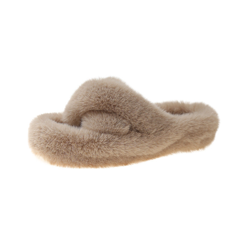 Men's And Women's Fashion Thick Bottom One Word Plush Slippers