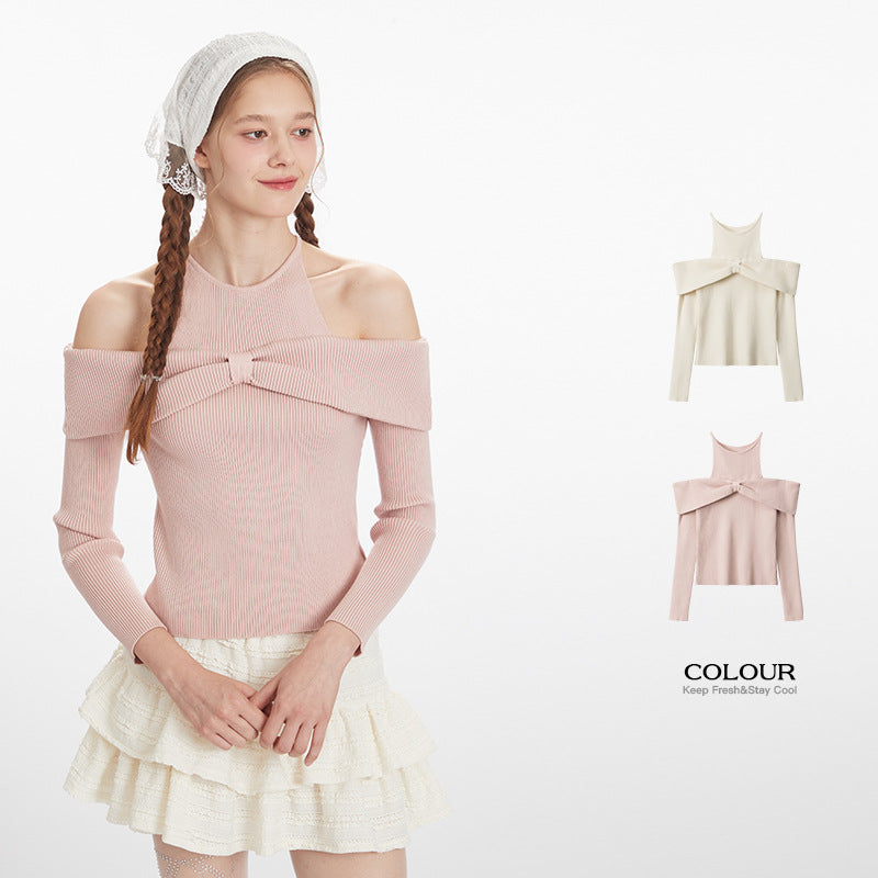 Off-neck High-end Design Pure Style Sweater