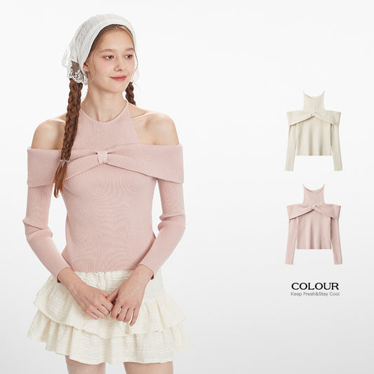 Off-neck High-end Design Pure Style Sweater