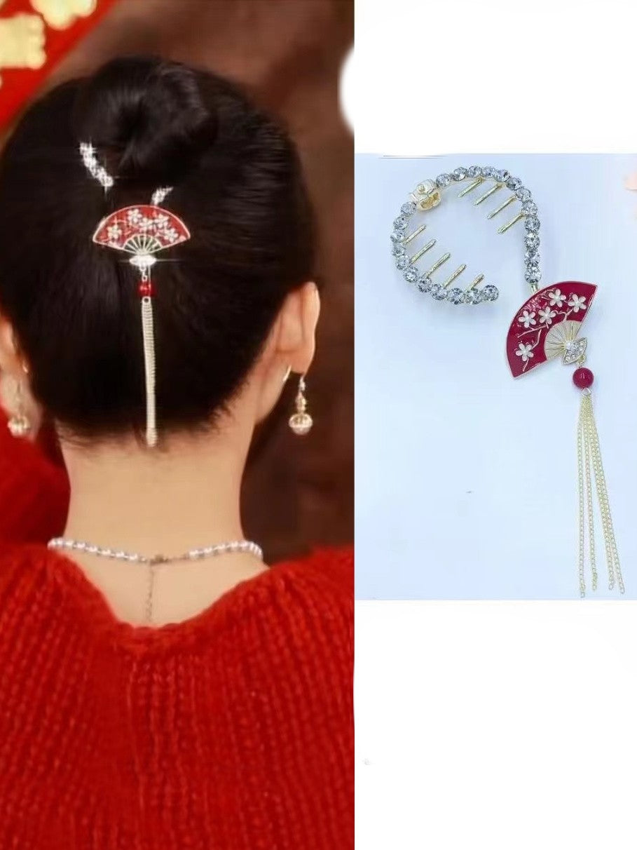 Light Luxury Zircon Fan Shaped Ball Buckle