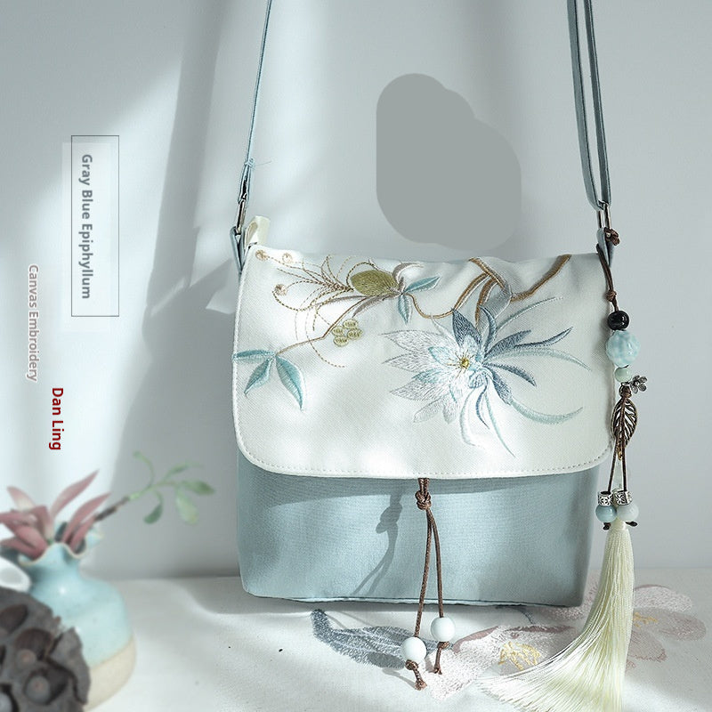 Cotton And Linen Antique Embroidery Crossbody Bag
