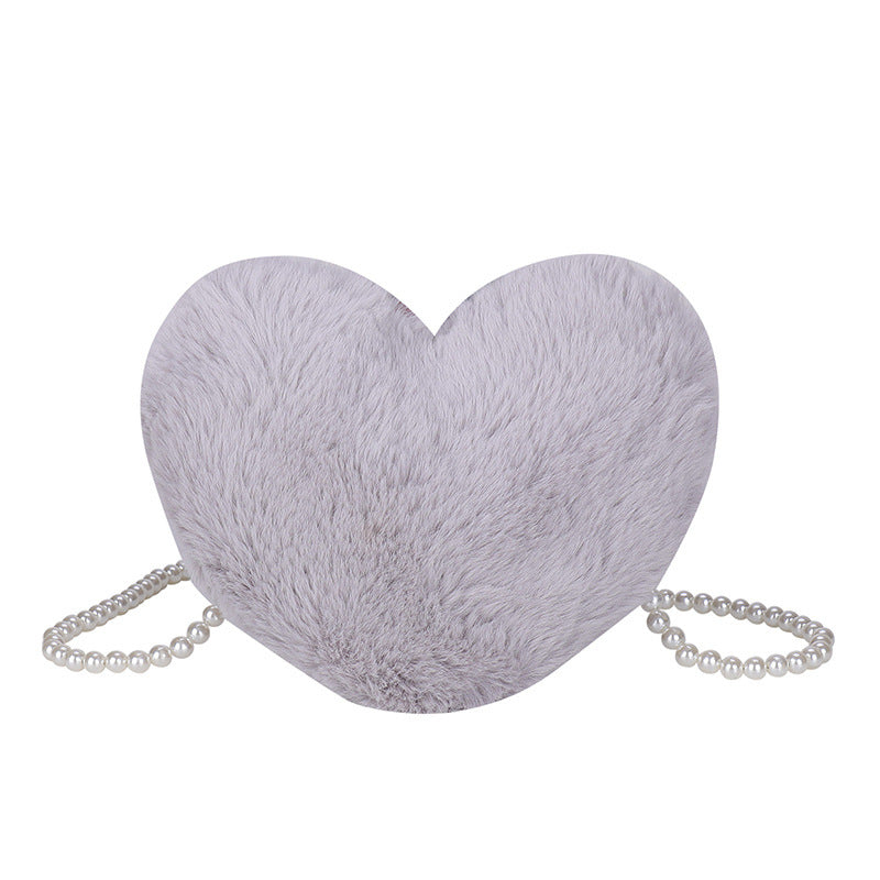 Women's Cute Fashion Furry Heart-shaped Chain Bag
