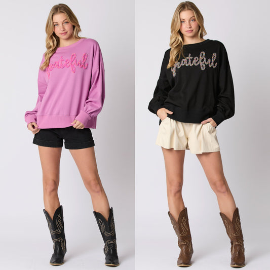 Kvinders Thanksgiving Alfabet Broderi Sweater Løs Afslappet Top