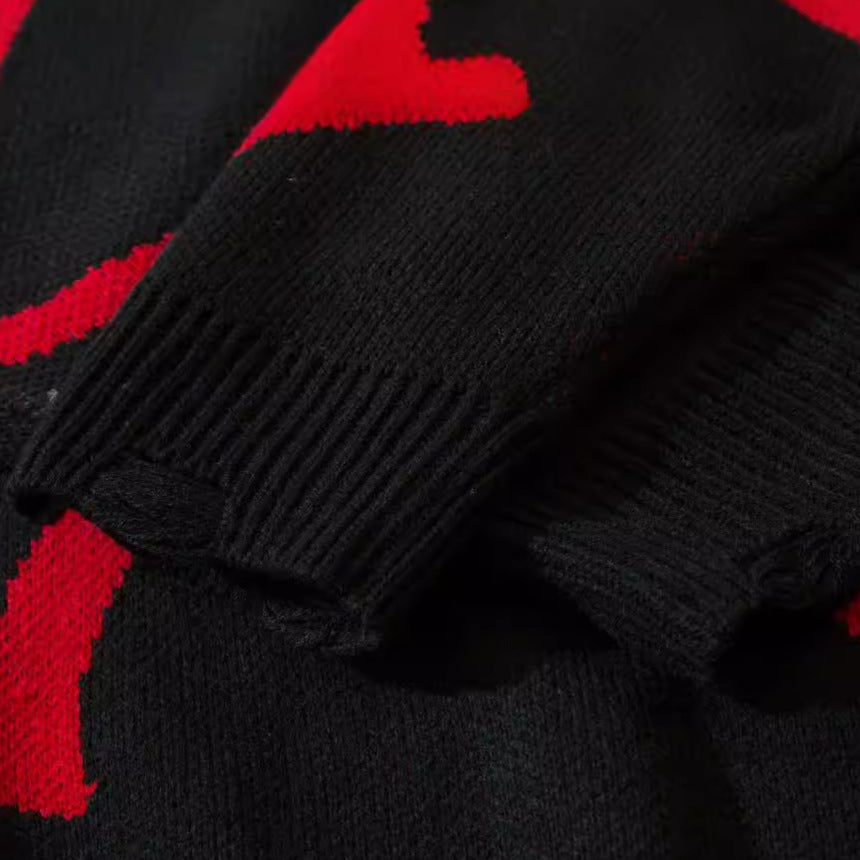 Dark American Sweater Heart Graffiti Sweater