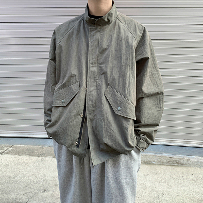 Standing Collar Men's Jacket Loose Korean Casual Top