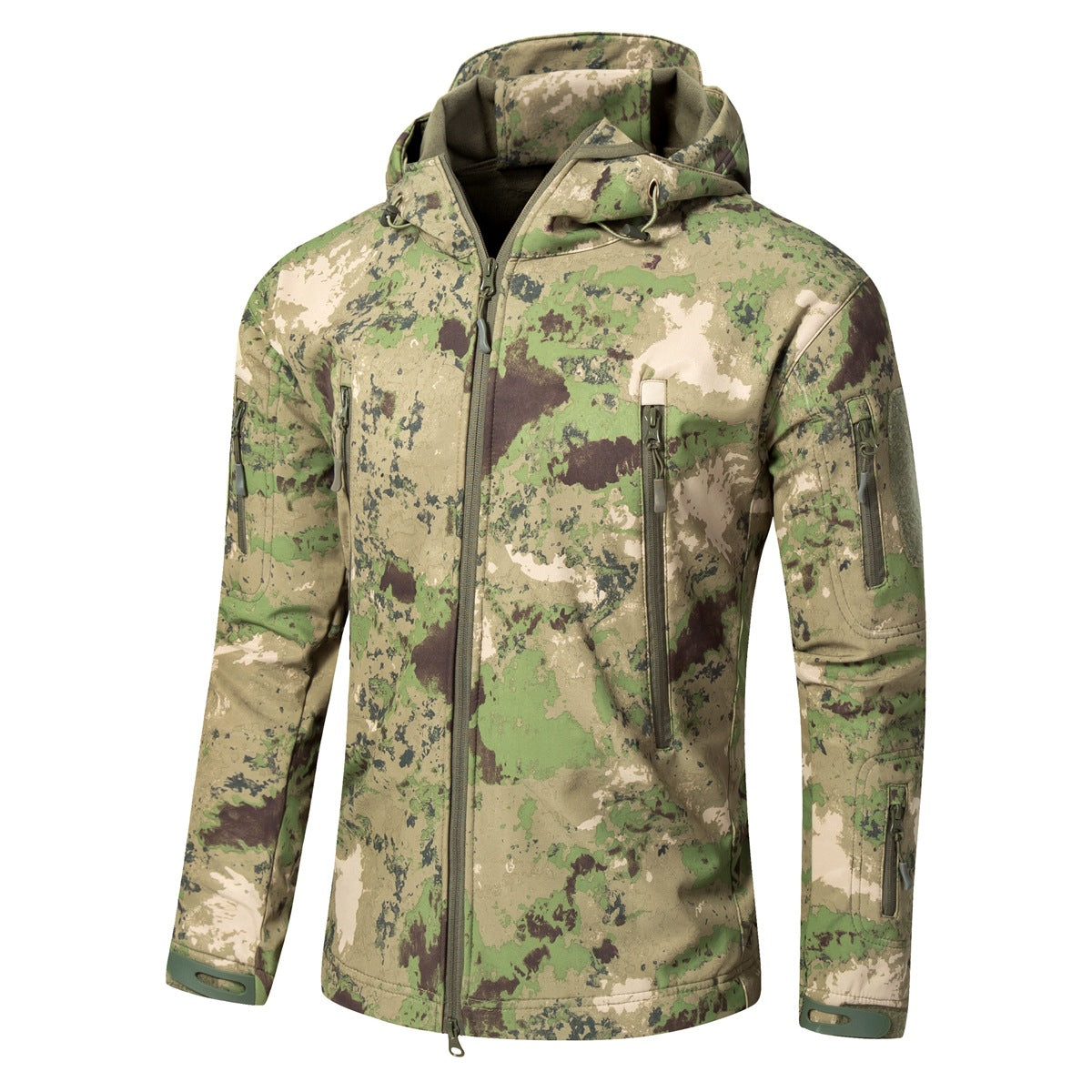 Large-size Softshell Fleece Outdoor Jacket Warm Camouflage For Winter