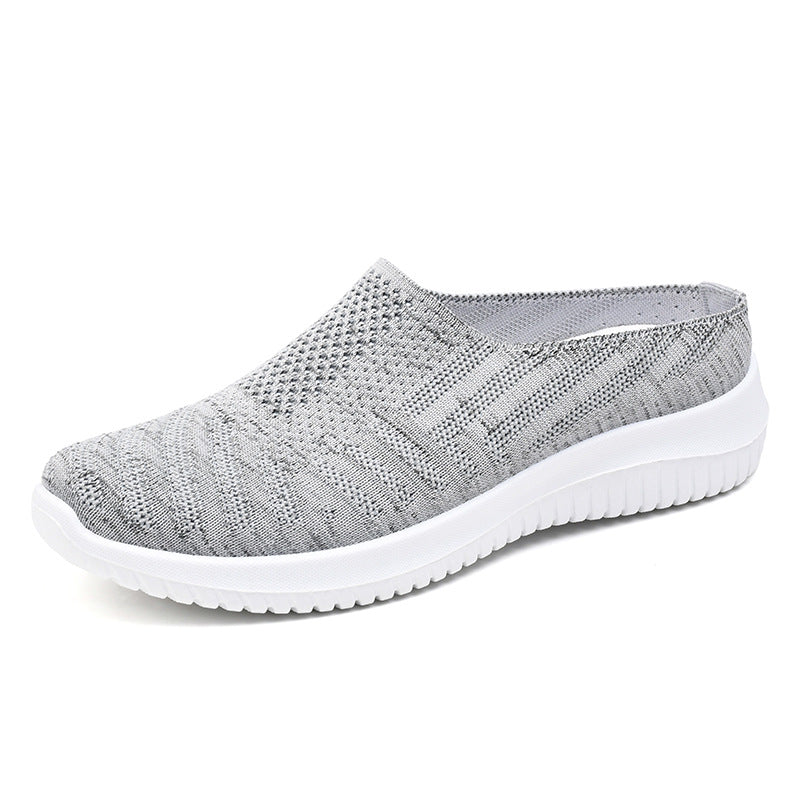 Plus Size Toe Cap Semi Slipper Breathable Soft Bottom Casual Mom Shoes Outdoor Slippers