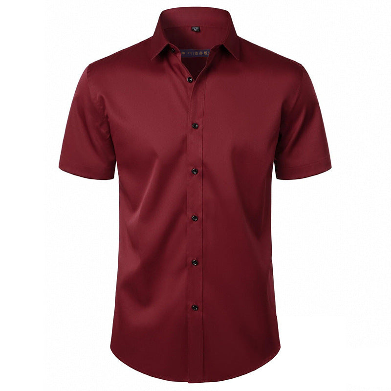 Solid-color Stretchy Cardigan Wrinkle-resistant Long-sleeve Shirt