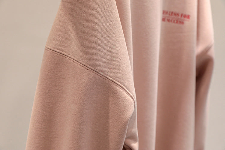 Fleece-lined Thick Lazy Round Neck Loose Sweatshirt Women