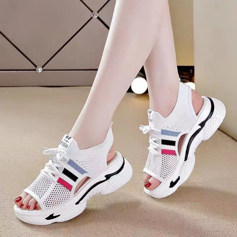 Women's Flat Knitted Fish Mouth Sandals