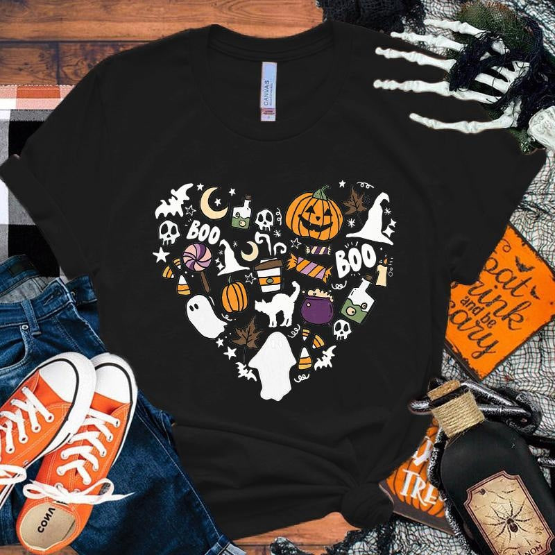Halloween Boo Græskar Kærlighed T-shirt Mænd Kvinder