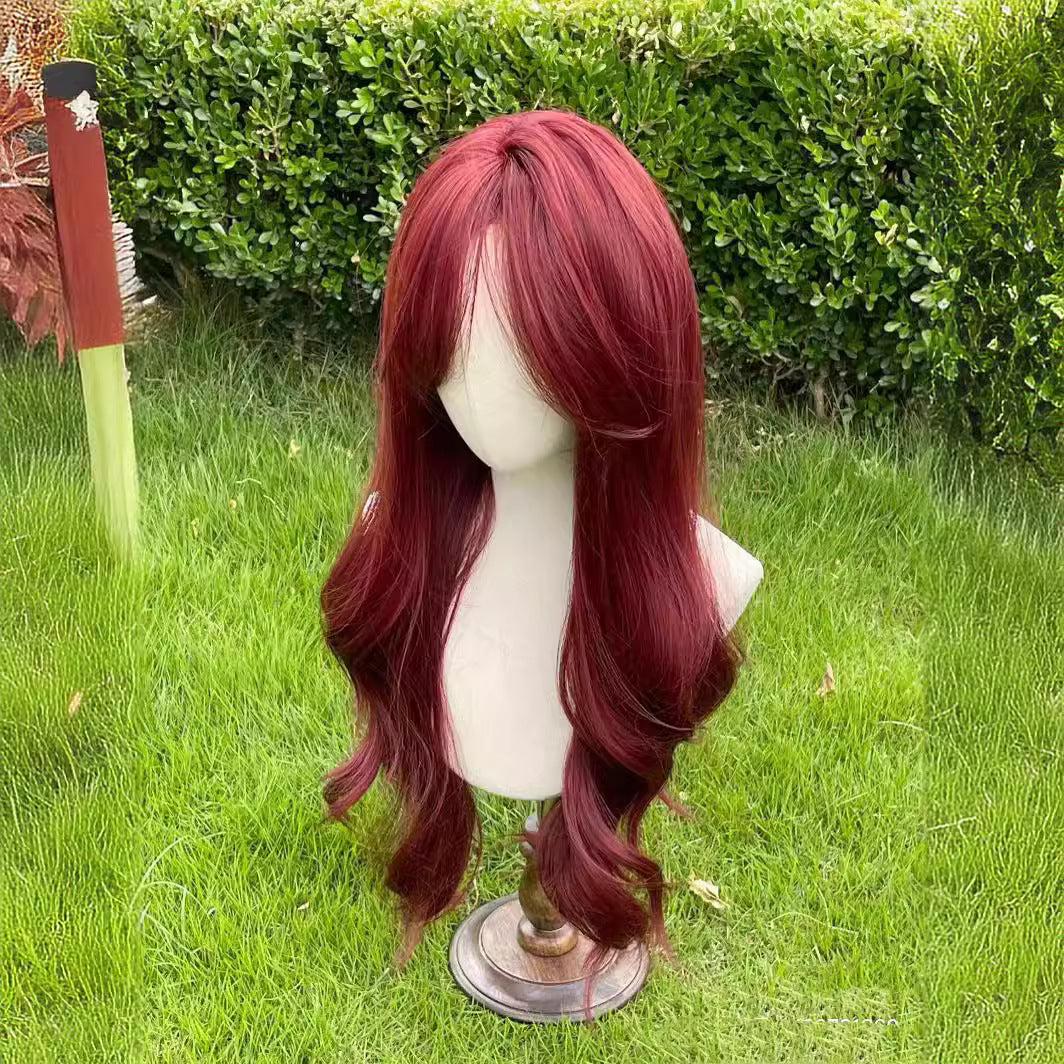 Women's Long Hair Full-head Wig Mid-length Fluffy Eight-character Bangs