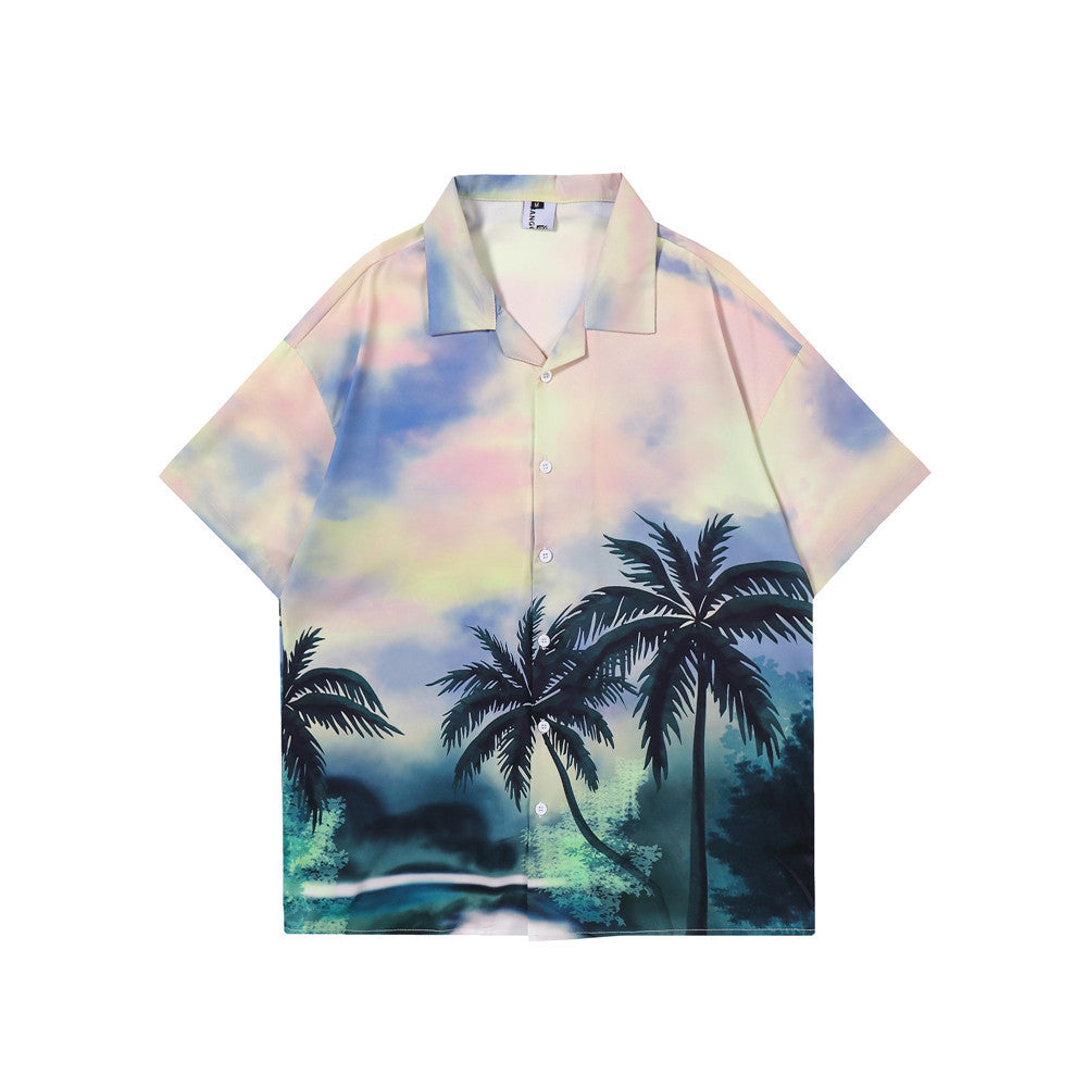 Coconut Landscape Full Print Short Sleeve Shirt Half Sleeve