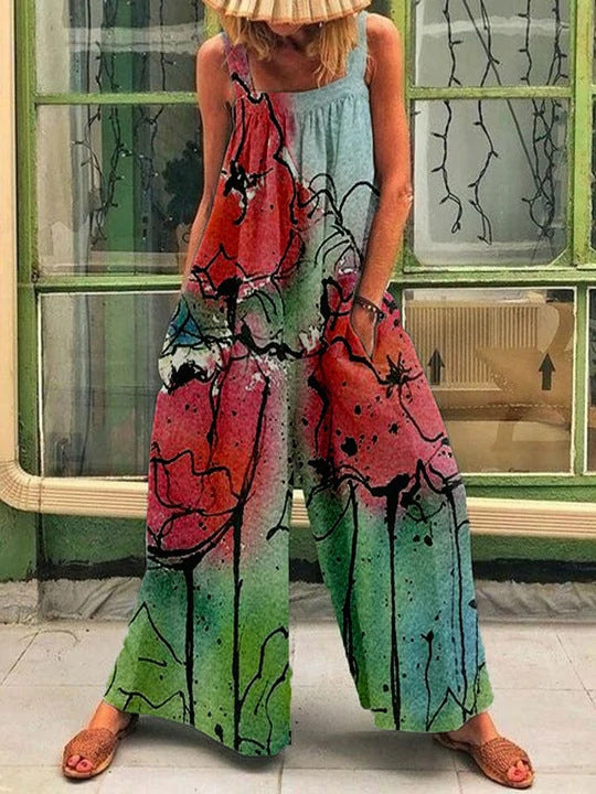 Women's Large-size Fashion Printed Baggy Braces