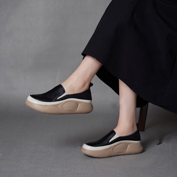 Loafers Women's Autumn New Korean Version Of A Pedal Bread Shoes Platform Casual Shoes Lazy Single Shoes