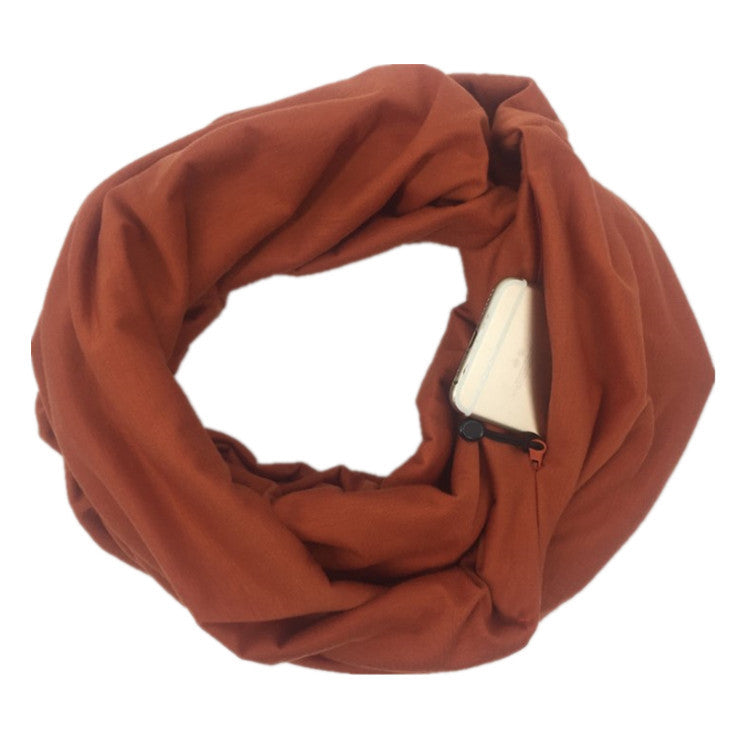 Double Layer Solid Color Pocket Scarf