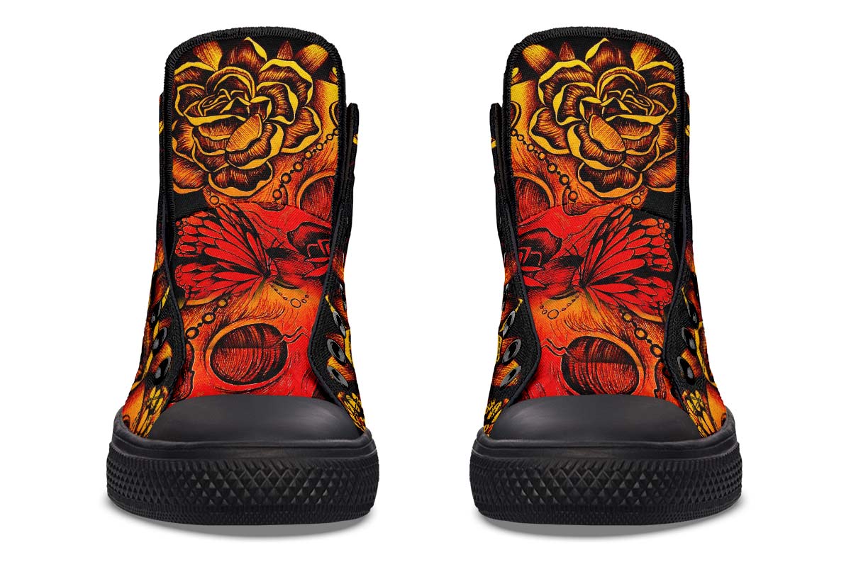 Men's And Women's Fashion Color Printing High-top Canvas Shoes