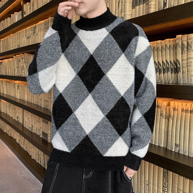 Young Handsome Half Turtleneck Sweater Men's Knitwear Trend Men's Clothing