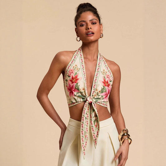 Women's Fashion Casual Backless Printed Camisole