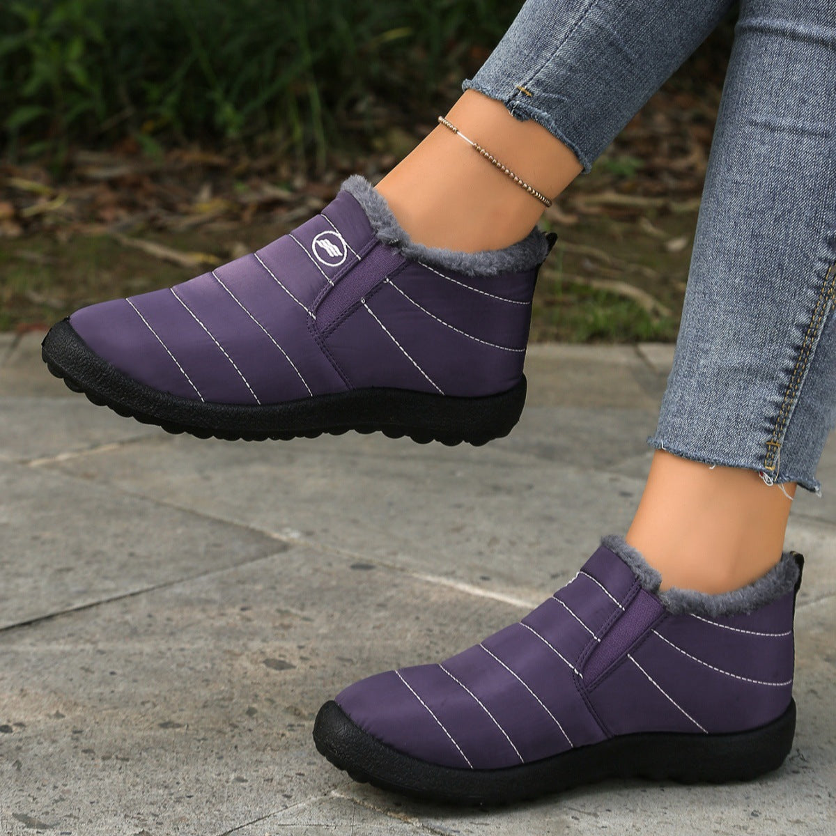 Plus Size Cotton Boots Fleece Lined Padded Warm Keeping Casual Shoes