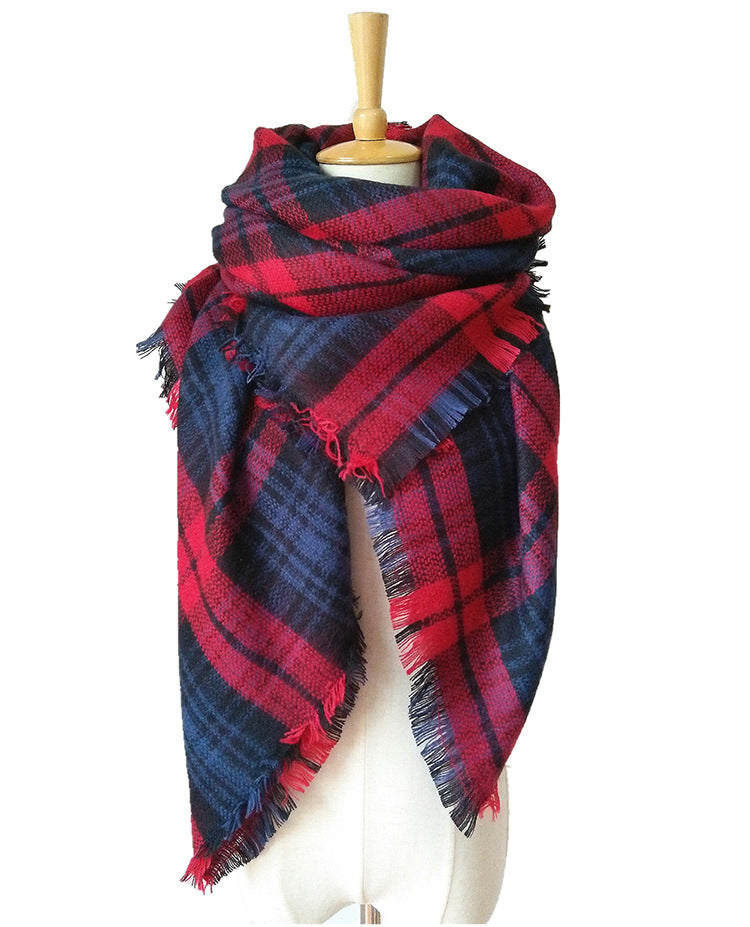 Cashmere-like Double-sided Colorful Plaid Scarf