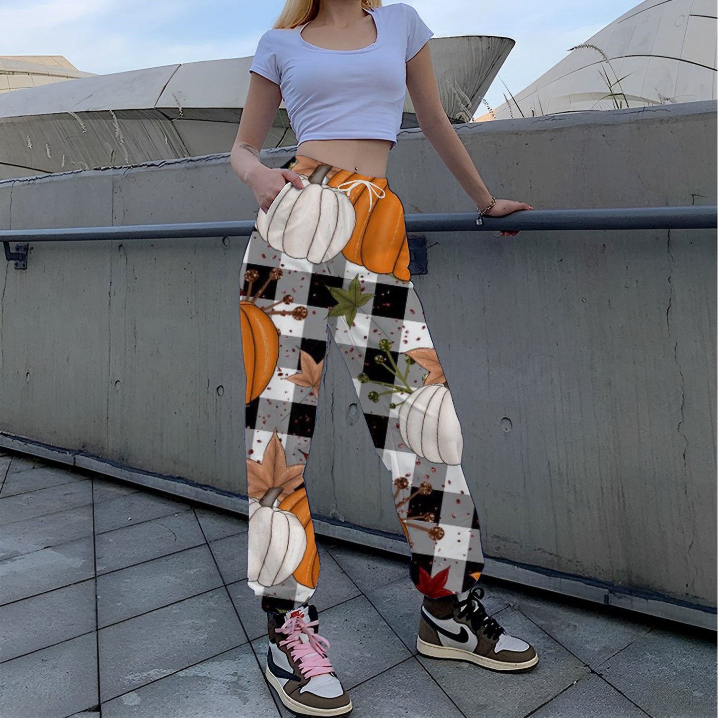 Printed Loose Tappered Sports Pants Fashion