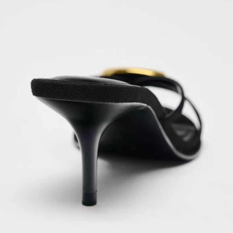 Summer New High Heel Metal Buckle Open Toe Fashion Sandals