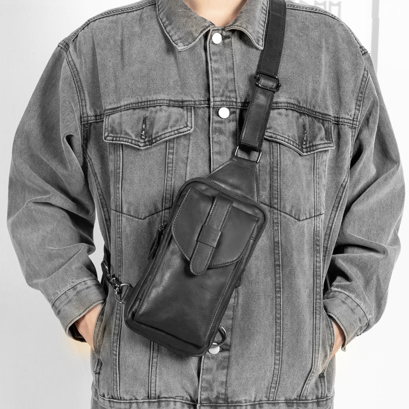 Fashion New Men's Leather Chest Bag