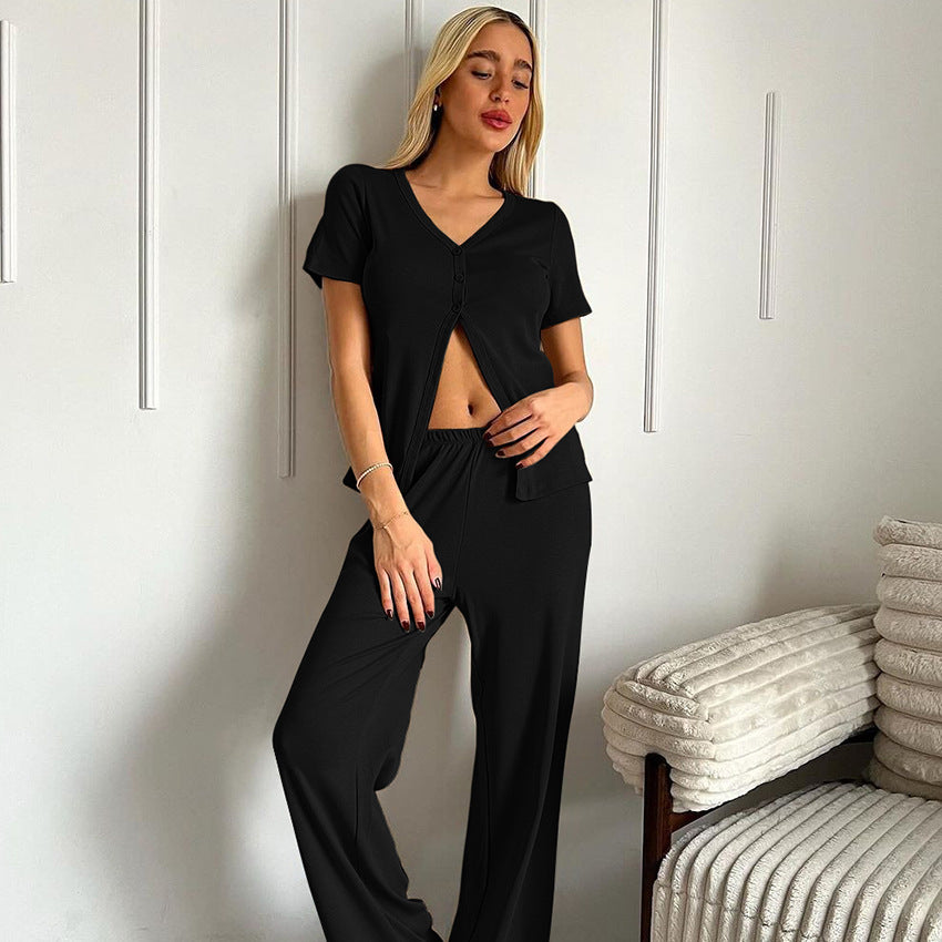 SpringSummer Brushed Knit Loose And Cozy Short-Sleeve Pants
