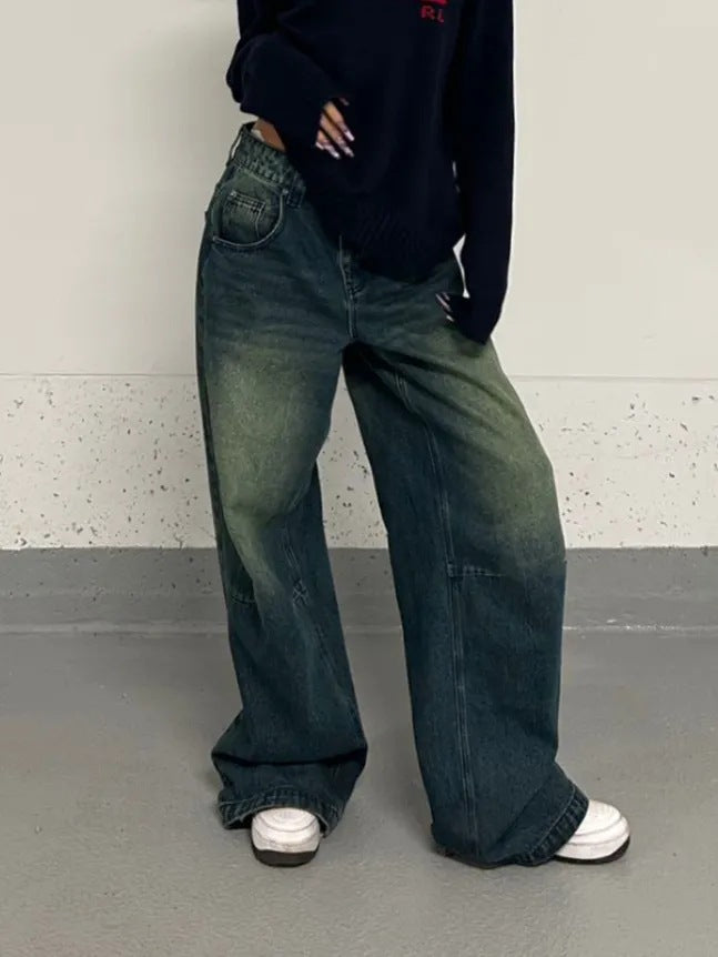Retrovaskede jeans til kvinder i Plus Size Idle Style