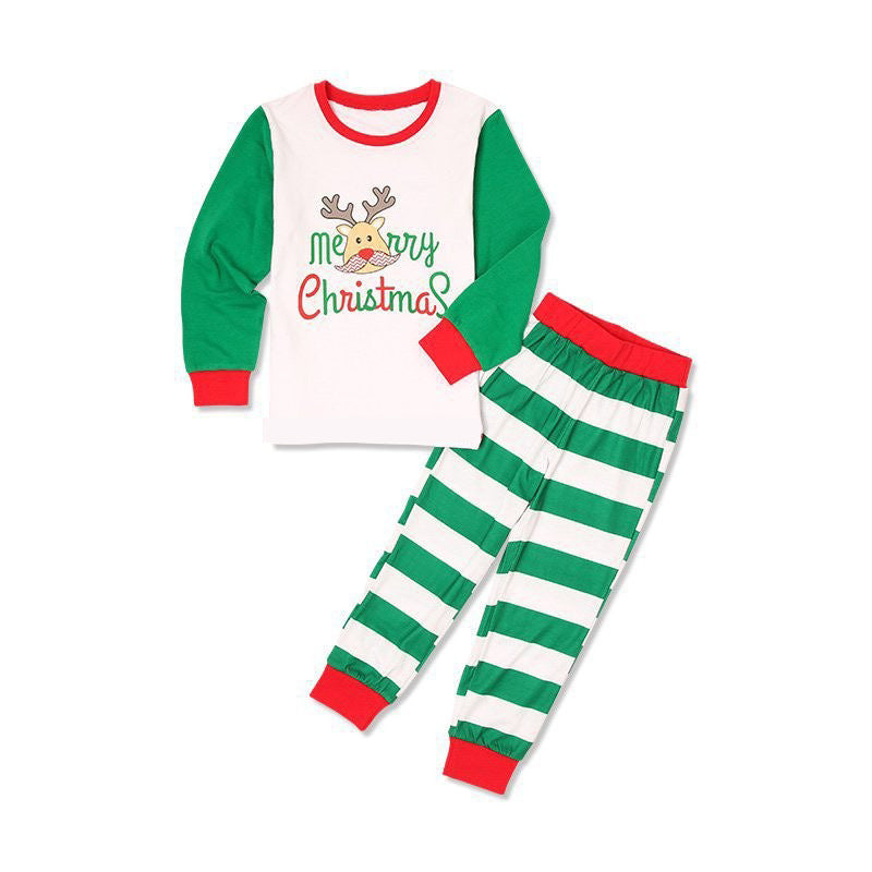 Hjemmetøj Stribet Forældre-barn-sæt Juleprint Pyjamas