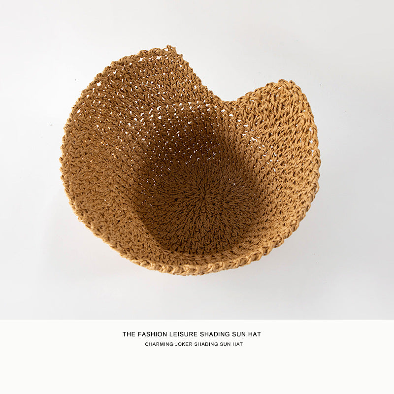 Japanese Niche Women's Hollow Knitted Bucket Hat