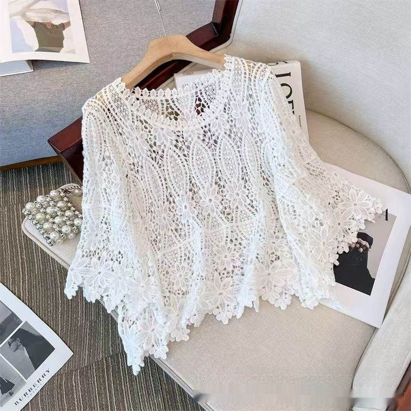 Beach Vacation Hollow-Out Crochet Blouse Top