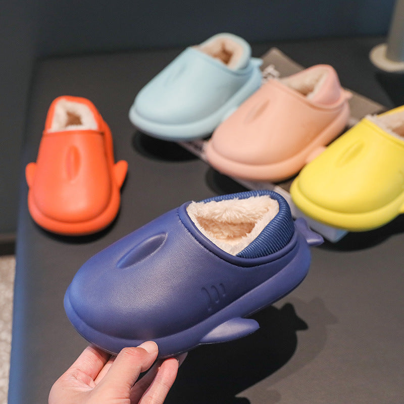 Children's Cute Cartoon Soft Bottom Cotton Slippers With Wrapped Heels