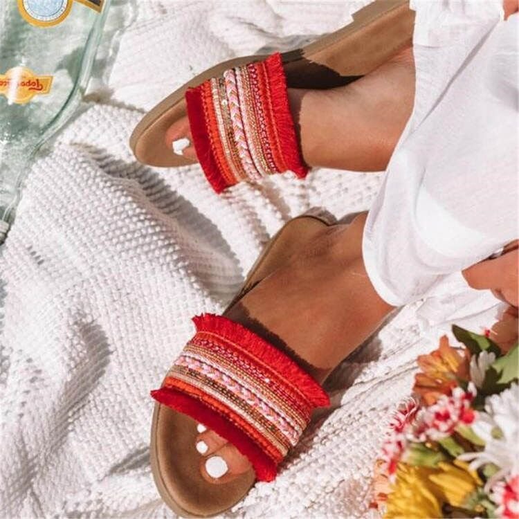 Women's Shoes Color Matching Flat Casual Slippers