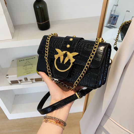 Swallow Retro Stone Pattern Shoulder Bag Fashion Women's Cross Body Bag Small Square