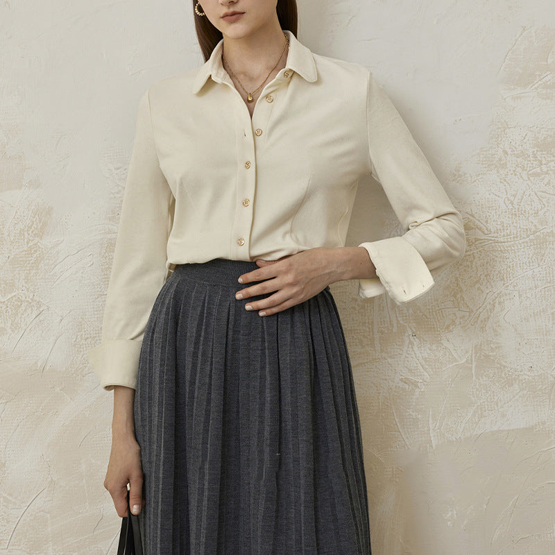 Women's AutumnWinter Three-Dimensional Simple Long-Sleeve Shirt