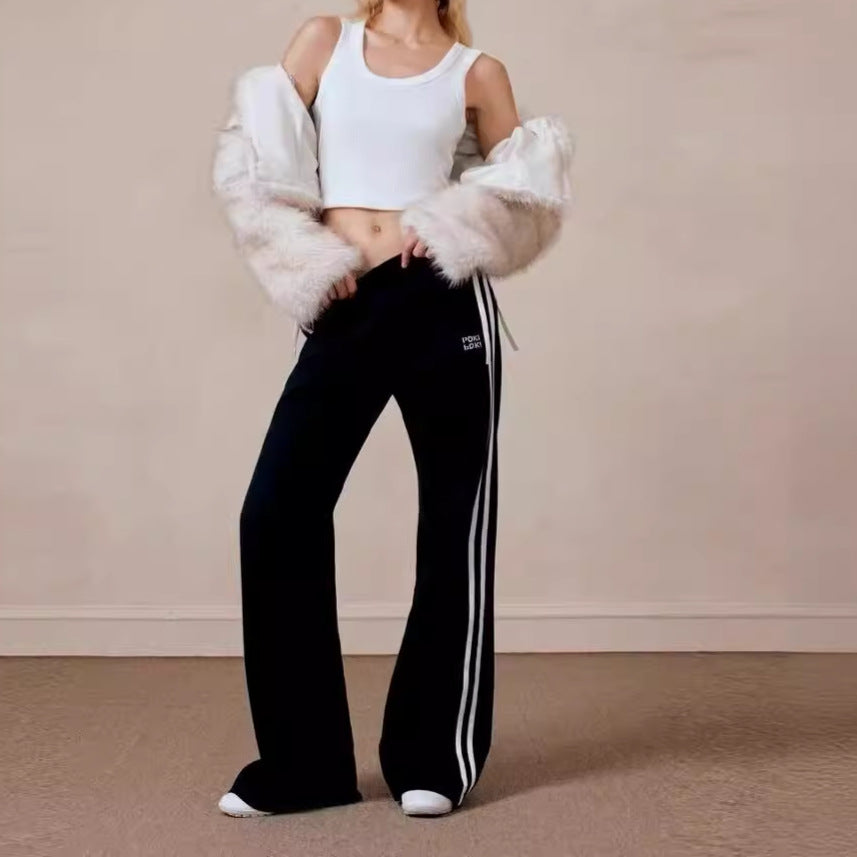 Bow Bandage Sweatpants Women's Straight Wide Leg Casual Sports Pants