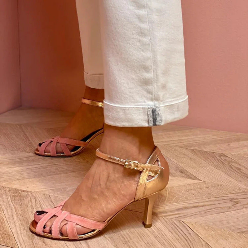 Summer Stylish Peep Toe Plus Size Color-matching Sandals