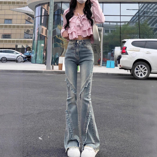 Slimming High-waisted Floor-length Flared Pants