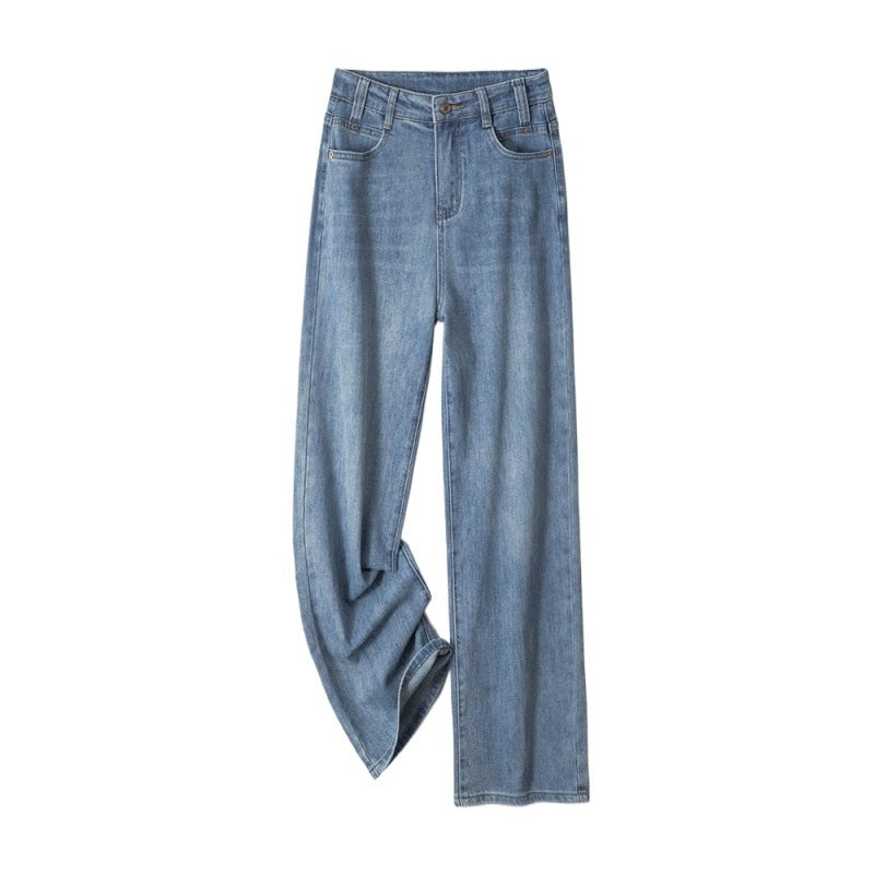 Three-color New Mint Green Stretch All-matching Wide-leg Jeans