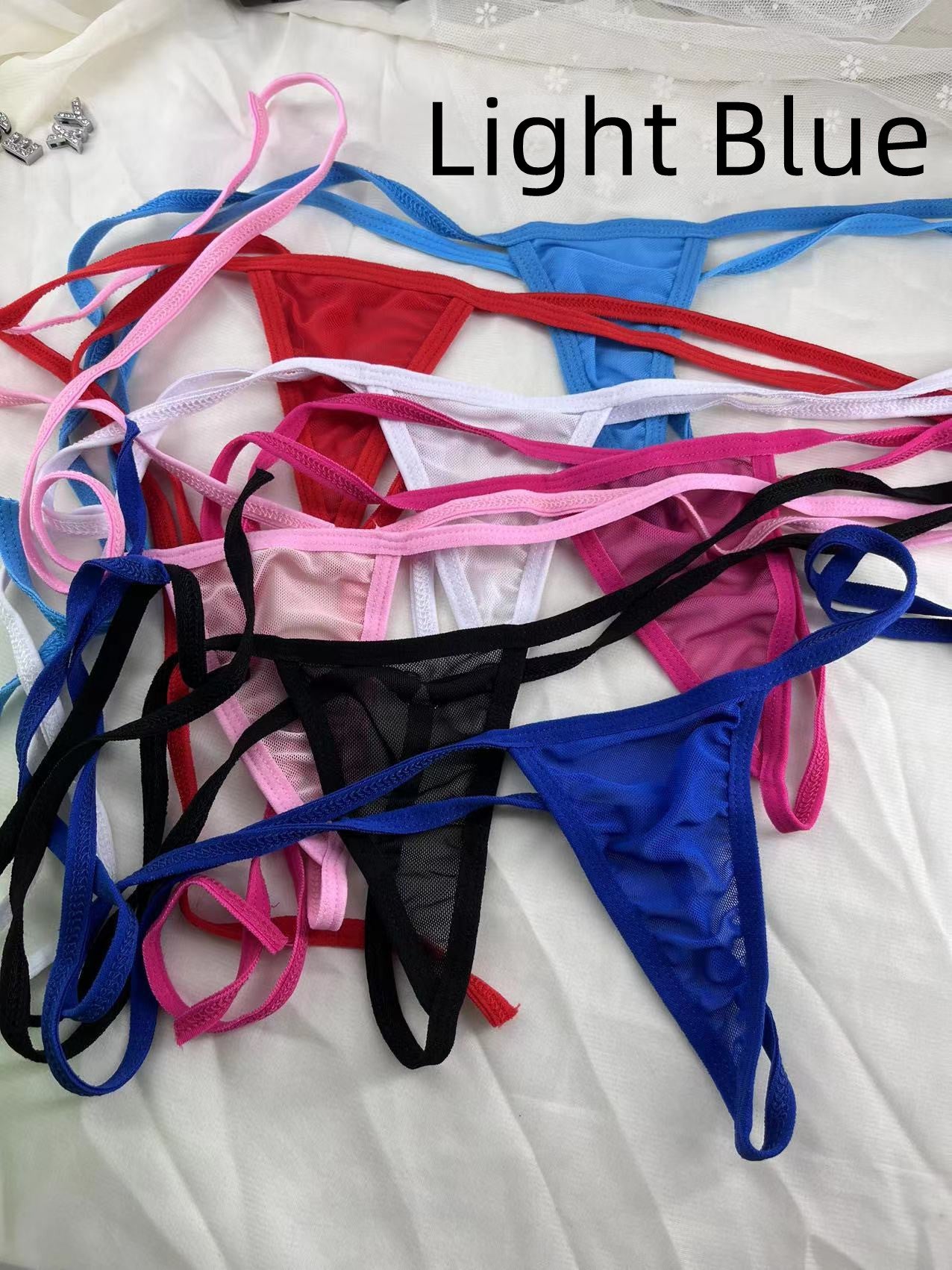 Lace Transparent Rhinestone Alphabet Panties