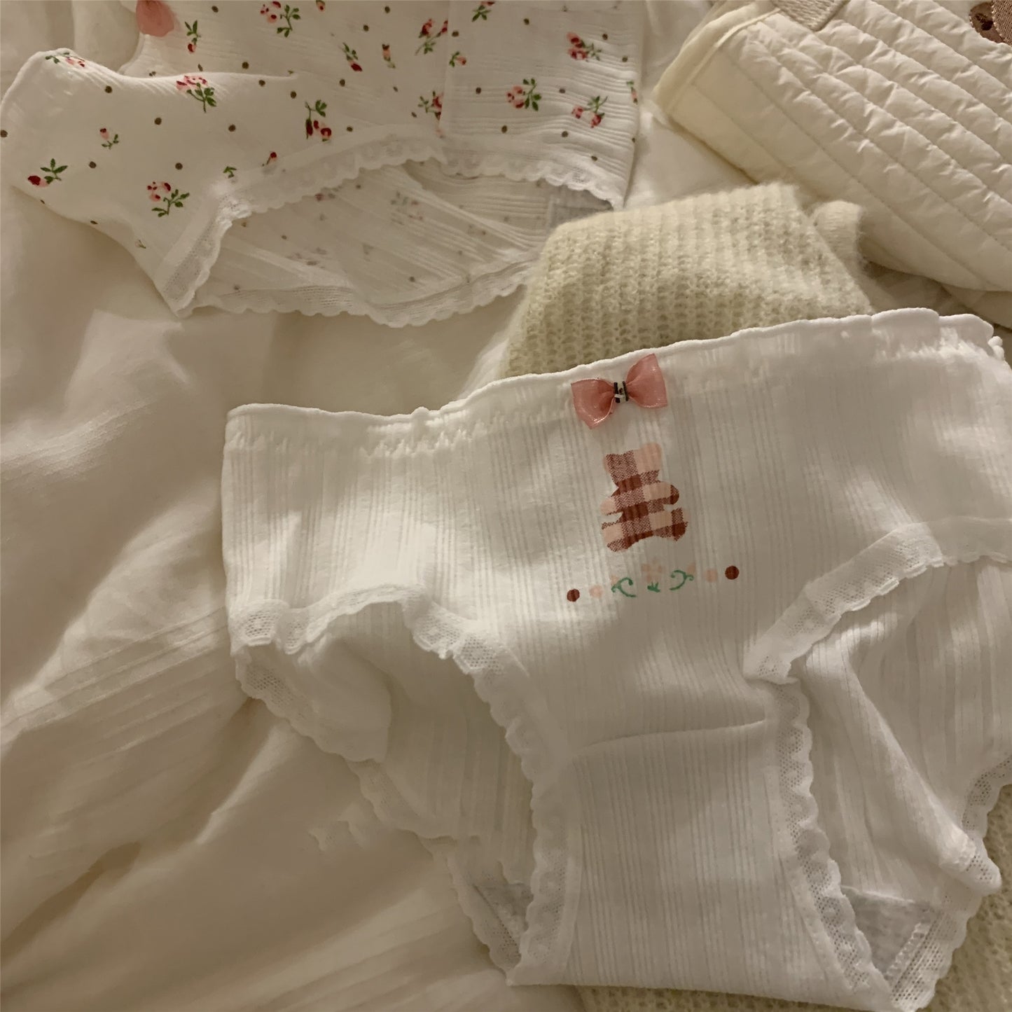 Girlish Style Small Floral Pure Cotton Underwear Girl Sweet
