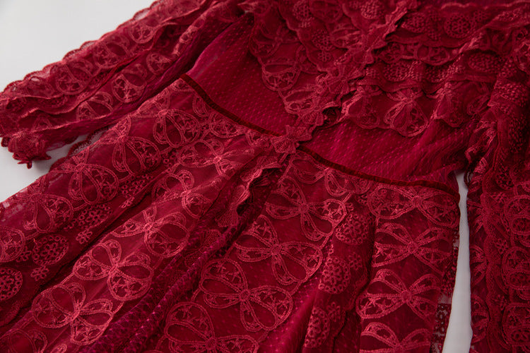 Women's Elegant Mesh Embroidered Perspective Long Skirt