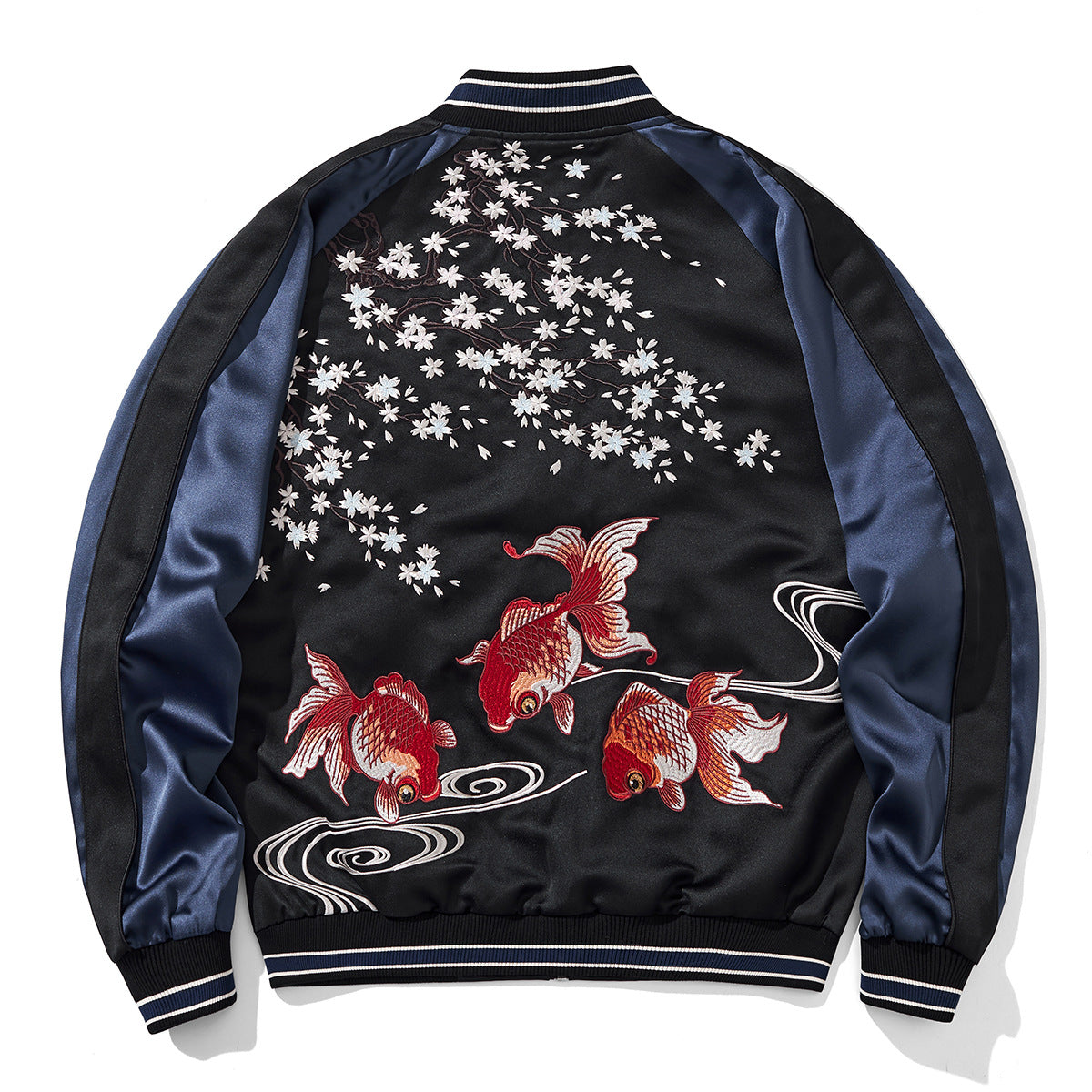 Embroidered Little Goldfish Tiger Mens Jacket Casual Outerwear