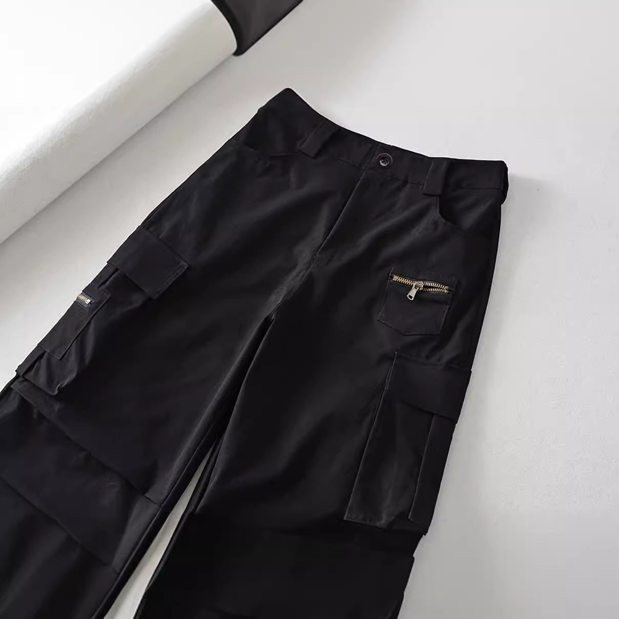 Retro High Waist Multi-pocket Cargo Pants Women