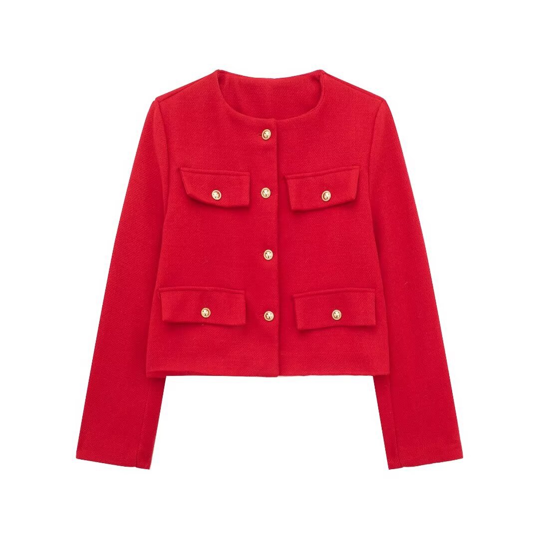 Fashion Casual All-match Flip Trim Short Coat