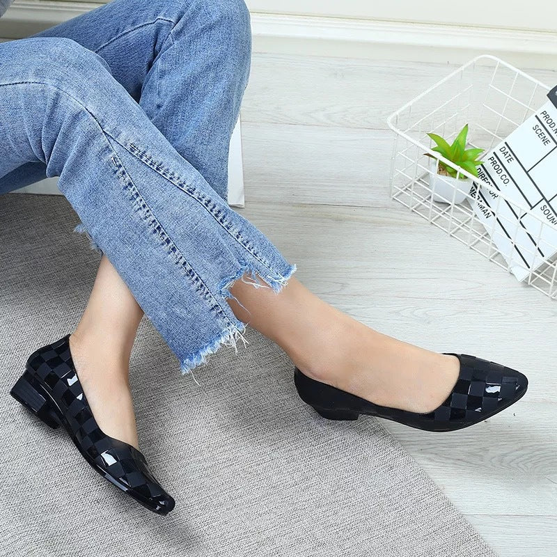 Plaid Pointed Toe Shoes Jelly Casual Shallow Mouth Korean Version