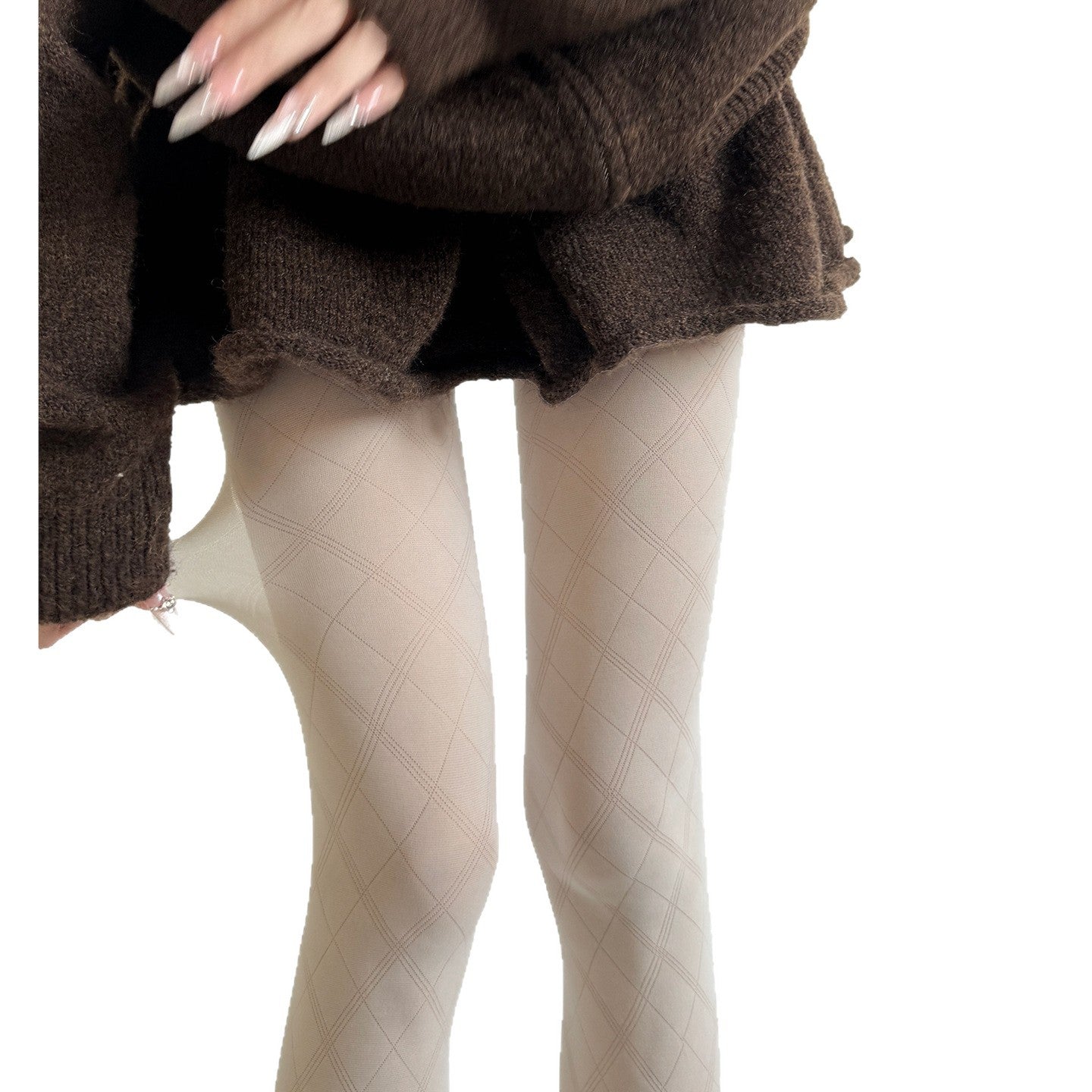 Springautumn Lightweight Diamond-pattern Jacquard Silk Stockings